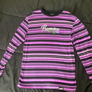 Broken Promises Misery Purple & Black Stripe Knit Long Sleeve T-Shirt